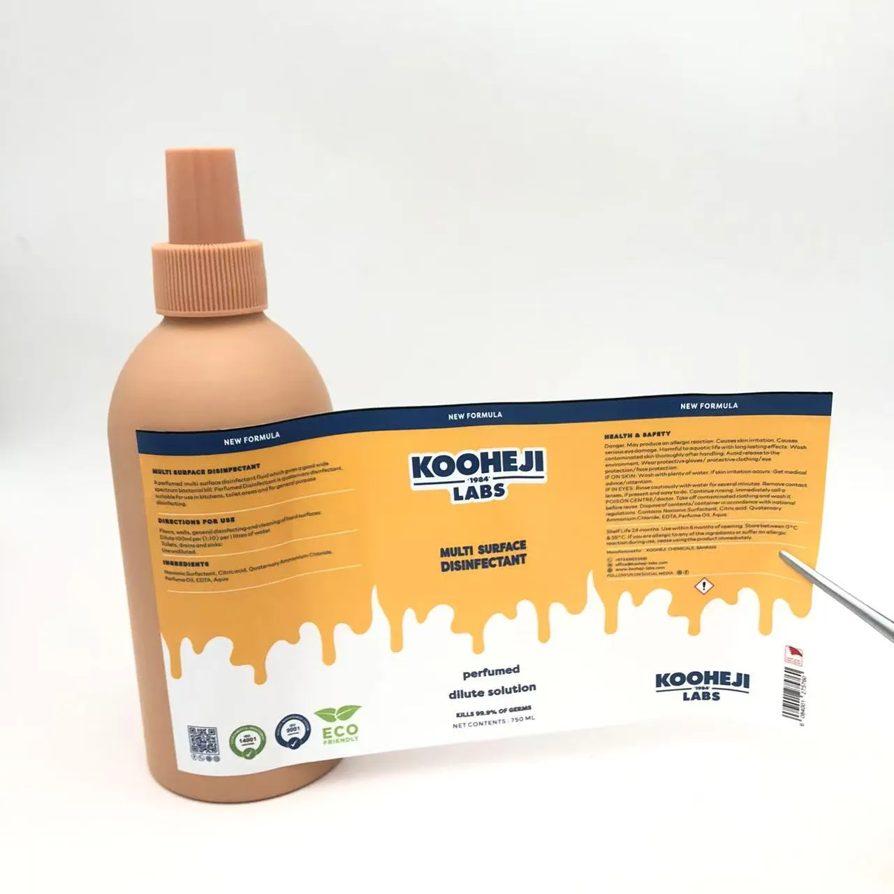 जंतुनाशक बाटली पॅकेजिंग लेबले